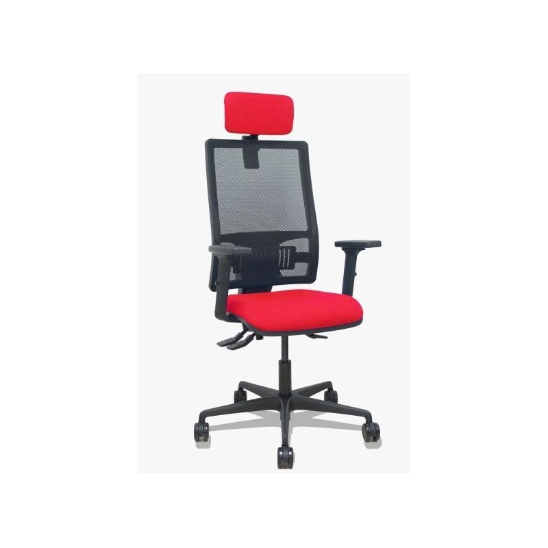 PIQUERAS Y CRESPO SILLA BORMATE SINCRO CABECERO/R SOPORTE LUMBAR B/REGULABLES RESPALDO MALLA ASIENTO BALI ROJO