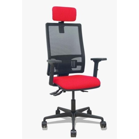 PIQUERAS Y CRESPO SILLA BORMATE SINCRO CABECERO/R SOPORTE LUMBAR B/REGULABLES RESPALDO MALLA ASIENTO BALI ROJO