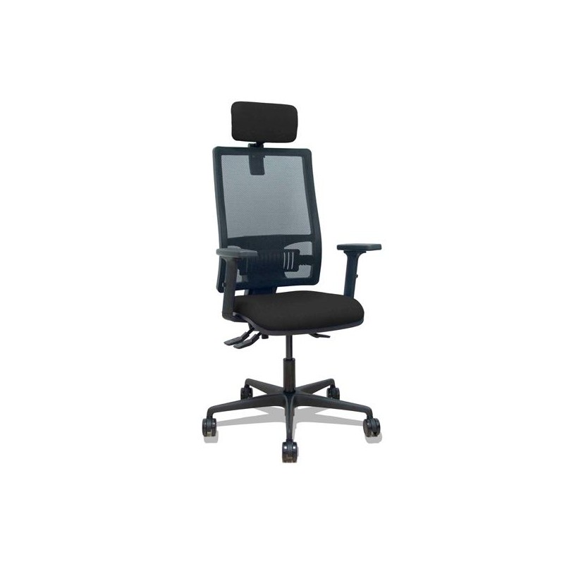 PIQUERAS Y CRESPO SILLA BORMATE SINCRO CABECERO/R SOPORTE LUMBAR B/REGULABLES RESPALDO MALLA ASIENTO BALI NEGRO