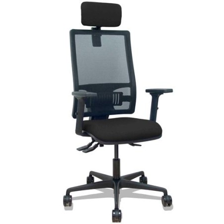 PIQUERAS Y CRESPO SILLA BORMATE SINCRO CABECERO/R SOPORTE LUMBAR B/REGULABLES RESPALDO MALLA ASIENTO BALI NEGRO