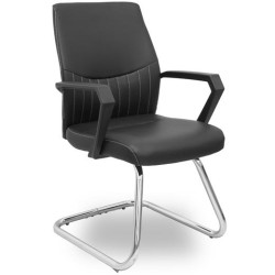 PIQUERAS Y CRESPO SILLA DE VISITA OPTI520 PATÍN REFORZADA BRAZOS FIJOS SIMILPIEL NEGRO