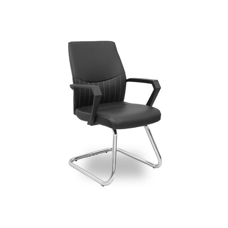 PIQUERAS Y CRESPO SILLA DE VISITA OPTI520 PATÍN REFORZADA BRAZOS FIJOS SIMILPIEL NEGRO