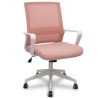 PIQUERAS Y CRESPO SILLA ERGO535 BLANCA BASCULANTE RESPALDO MALLA ROSA ASIENTO TELA ROSA RUEDAS NAILON