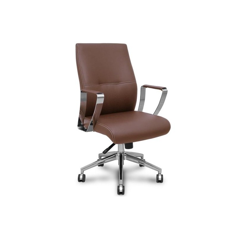 PIQUERAS Y CRESPO SILLÓN CONFIDENTE ERGO540CS GIRATORIO SINCRO BRAZOS FIJOS BASE CROMADA TAPIZADO SIMILPIEL MARRÓN