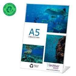 ARCHIVO 2000 EXPOSITOR DE SOBREMESA L FLEXIBLE DIN A5 VERTICAL PET 100% RECICLABLE