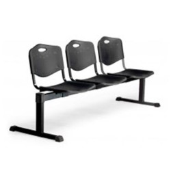 PIQUERAS Y CRESPO BANCADA ISO 3 PLAZAS ASIENTO Y RESPALDO PVC NEGRO