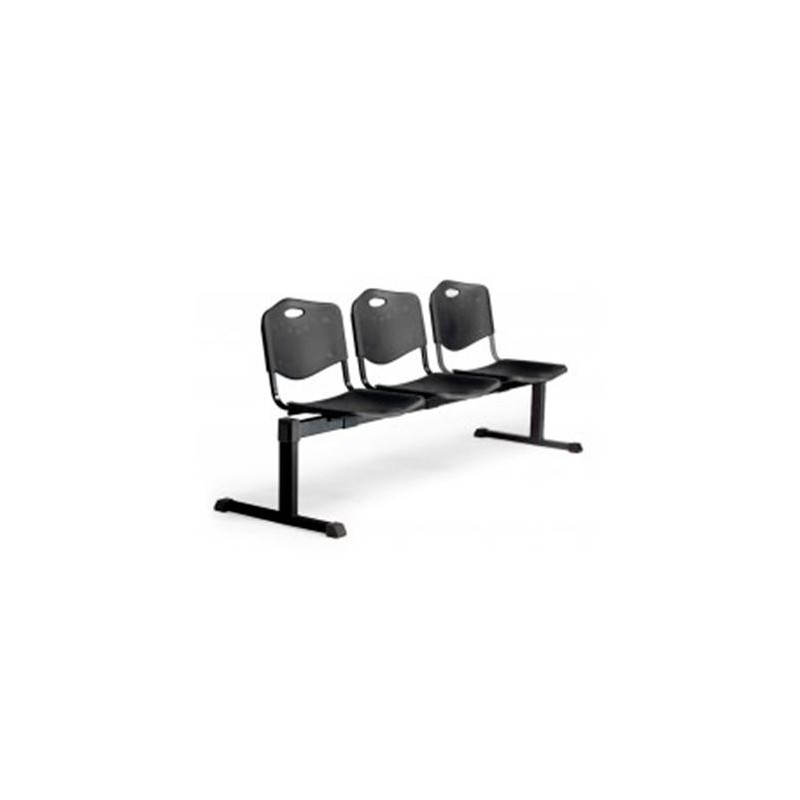 PIQUERAS Y CRESPO BANCADA ISO 3 PLAZAS ASIENTO Y RESPALDO PVC NEGRO