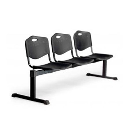 PIQUERAS Y CRESPO BANCADA ISO 3 PLAZAS ASIENTO Y RESPALDO PVC NEGRO