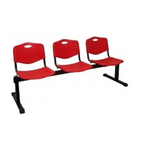 PIQUERAS Y CRESPO BANCADA ISO 3 PLAZAS ASIENTO Y RESPALDO PVC ROJO