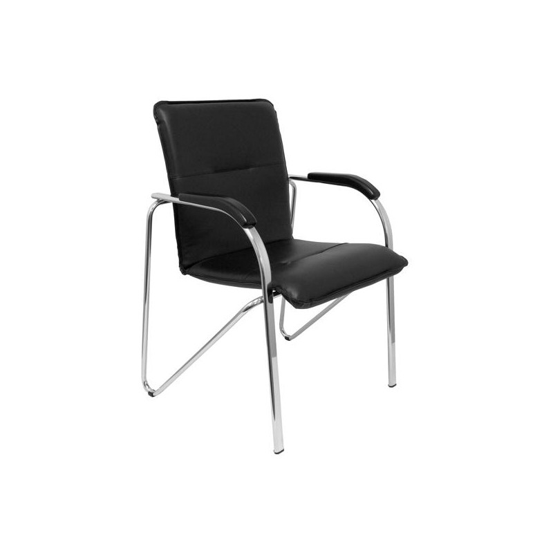 PIQUERAS Y CRESPO PACK DE 2 SILLAS SAMBA C/BRAZOS ESTRUCTURA CROMADA SIMILPIEL NEGRO