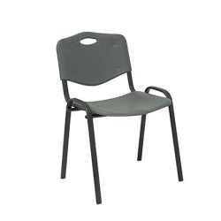 PIQUERAS Y CRESPO PACK DE 2 SILLAS FIJAS APILABLES ISO ASIENTO Y RESPALDO PVC GRIS