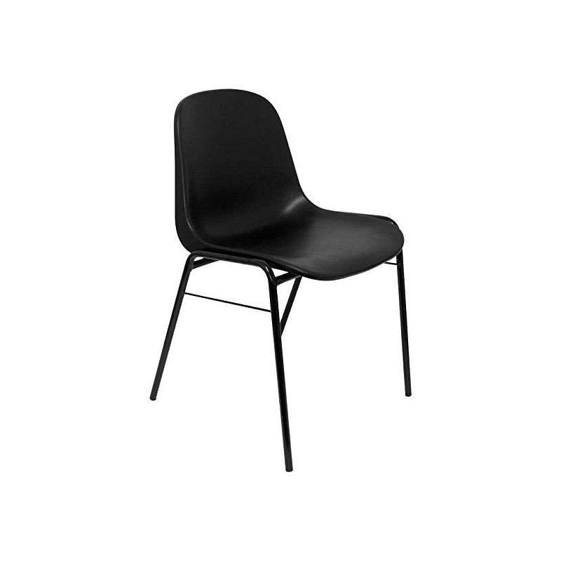 PIQUERAS Y CRESPO PACK DE 4 SILLAS FIJAS APILABLES BETA ASIENTO Y RESPALDO PVC NEGRO