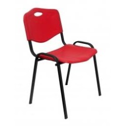 PIQUERAS Y CRESPO PACK DE 4 SILLAS FIJAS APILABLES ISO ASIENTO Y RESPALDO PVC ROJO