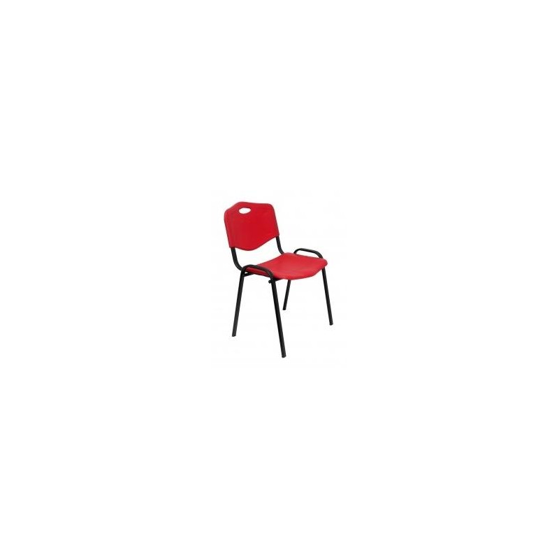 PIQUERAS Y CRESPO PACK DE 4 SILLAS FIJAS APILABLES ISO ASIENTO Y RESPALDO PVC ROJO