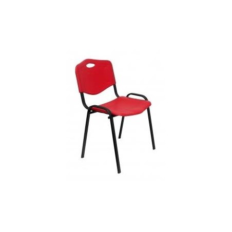 PIQUERAS Y CRESPO PACK DE 4 SILLAS FIJAS APILABLES ISO ASIENTO Y RESPALDO PVC ROJO