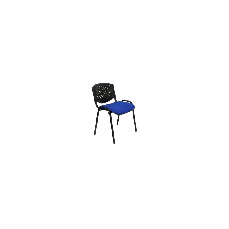 PIQUERAS Y CRESPO PACK DE 4 SILLAS FIJAS APILABLES PÉTROLA RESPALDO PVC NEGRO Y ASIENTO TAPIZADO ARAN AZUL