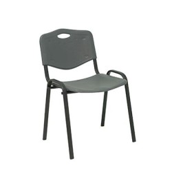 PIQUERAS Y CRESPO PACK DE 4 SILLAS FIJAS APILABLES ISO ASIENTO Y RESPALDO PVC GRIS