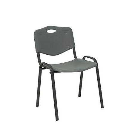 PIQUERAS Y CRESPO PACK DE 4 SILLAS FIJAS APILABLES ISO ASIENTO Y RESPALDO PVC GRIS