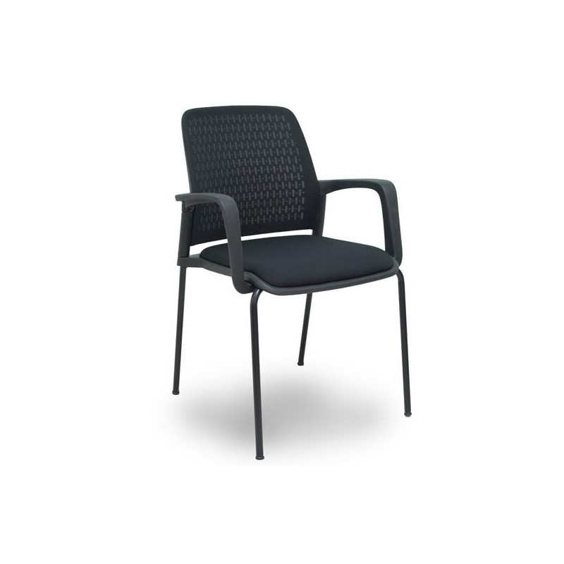 PIQUERAS Y CRESPO SILLA OPTI519 RESPALDO MALLA NEGRA ASIENTO TELA NEGRA - PACK DE 4
