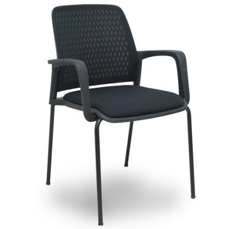 PIQUERAS Y CRESPO SILLA OPTI519 RESPALDO MALLA NEGRA ASIENTO TELA NEGRA - PACK DE 4