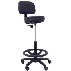 PIQUERAS Y CRESPO TABURETE LLANOS GIRATORIO REGULABLE CON ARO REPOSAPIÉS TAPIZADO SIMILPIEL NEGRO