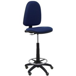 PIQUERAS Y CRESPO TABURETE AYNA S/BRAZOS REGULABLE EN ALTURA Y ARO REPOSAPIÉS RUEDAS DE PARQUÉ TAPIZADO BALI AZUL MARINO