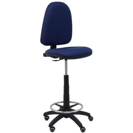PIQUERAS Y CRESPO TABURETE AYNA S/BRAZOS REGULABLE EN ALTURA Y ARO REPOSAPIÉS RUEDAS DE PARQUÉ TAPIZADO BALI AZUL MARINO