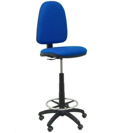 PIQUERAS Y CRESPO TABURETE AYNA S/BRAZOS REGULABLE EN ALTURA Y ARO REPOSAPIÉS RUEDAS DE PARQUÉ TAPIZADO BALI AZUL