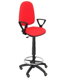 PIQUERAS Y CRESPO TABURETE AYNA GIRATORIO CP ARO REPOSAPIÉS B/FIJOS RUEDAS DE PARQUÉ TEJIDO BALI ROJO