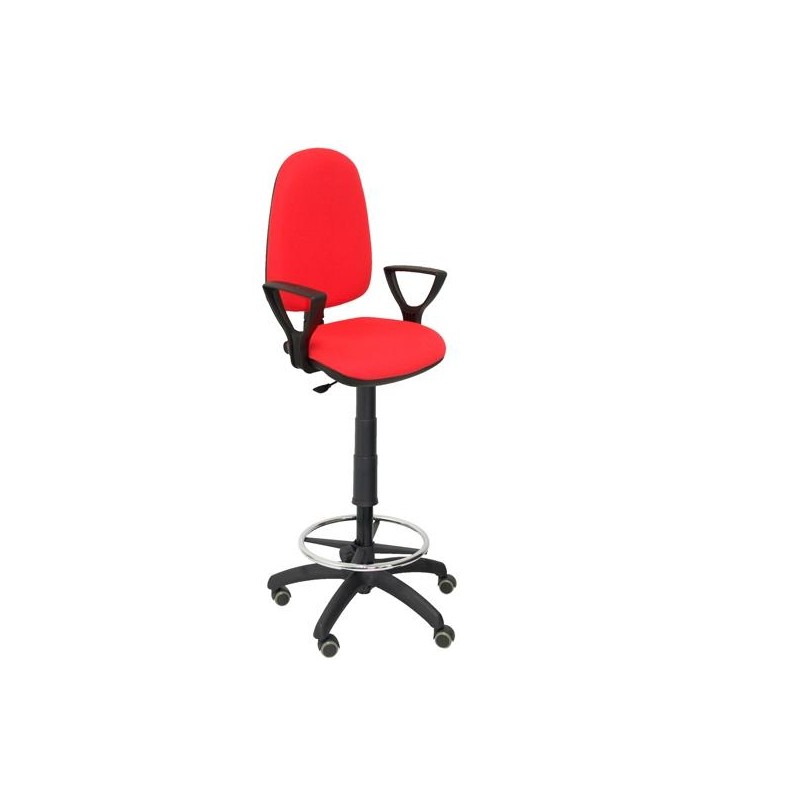 PIQUERAS Y CRESPO TABURETE AYNA GIRATORIO CP ARO REPOSAPIÉS B/FIJOS RUEDAS DE PARQUÉ TEJIDO BALI ROJO