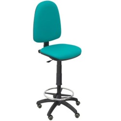 PIQUERAS Y CRESPO TABURETE AYNA S/BRAZOS REGULABLE EN ALTURA Y ARO REPOSAPIÉS RUEDAS DE PARQUÉ TAPIZADO BALI TURQUESA