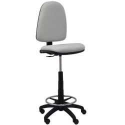 PIQUERAS Y CRESPO TABURETE AYNA S/BRAZOS REGULABLE EN ALTURA Y ARO REPOSAPIÉS RUEDAS DE PARQUÉ TAPIZADO BALI GRIS CLARO