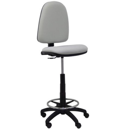 PIQUERAS Y CRESPO TABURETE AYNA S/BRAZOS REGULABLE EN ALTURA Y ARO REPOSAPIÉS RUEDAS DE PARQUÉ TAPIZADO BALI GRIS CLARO