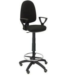 PIQUERAS Y CRESPO TABURETE AYNA GIRATORIO CP ARO REPOSAPIÉS B/FIJOS RUEDAS DE PARQUÉ TEJIDO BALI NEGRO