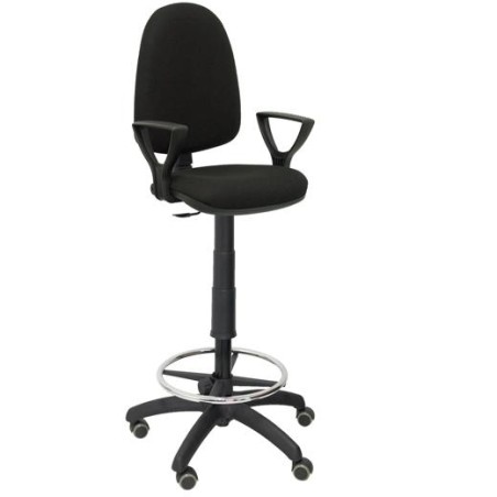 PIQUERAS Y CRESPO TABURETE AYNA GIRATORIO CP ARO REPOSAPIÉS B/FIJOS RUEDAS DE PARQUÉ TEJIDO BALI NEGRO