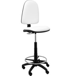 PIQUERAS Y CRESPO TABURETE AYNA S/BRAZOS REGULABLE EN ALTURA Y ARO REPOSAPIÉS TAPIZADOS EN TEJIDO SÍMILPIEL BLANCO