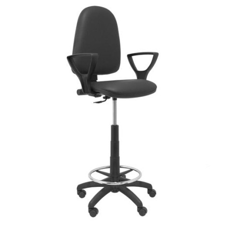 PIQUERAS Y CRESPO TABURETE AYNA B/FIJOS REGULABLE EN ALTURA Y ARO REPOSAPIÉS TAPIZADO SIMÍLPIEL NEGRO