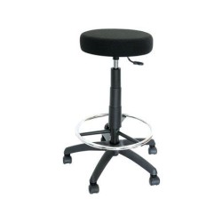 PIQUERAS Y CRESPO TABURETE TOLOSA GIRATORIO REGULABLE CON ARO REPOSAPIÉS TAPIZADO ARAN NEGRO