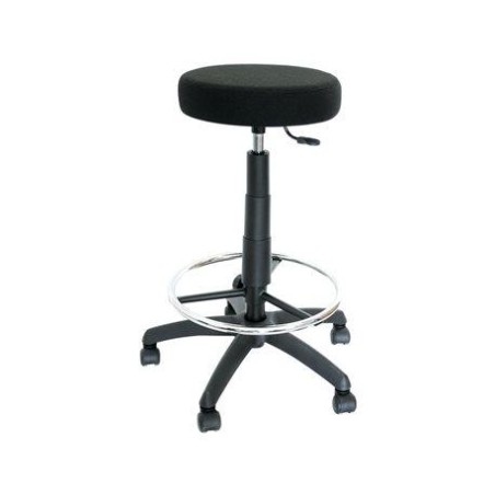 PIQUERAS Y CRESPO TABURETE TOLOSA GIRATORIO REGULABLE CON ARO REPOSAPIÉS TAPIZADO ARAN NEGRO