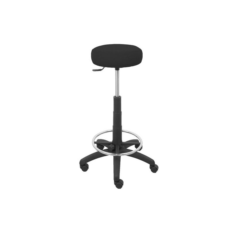 PIQUERAS Y CRESPO TABURETE TOLOSA GIRATORIO REGULABLE CON ARO REPOSAPIÉS TAPIZADO BALI NEGRO