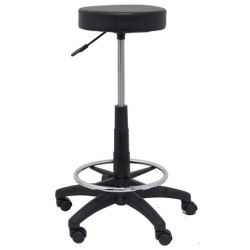 PIQUERAS Y CRESPO TABURETE TOLOSA GIRATORIO REGULABLE CON ARO REPOSAPIÉS TAPIZADO SIMILPIEL NEGRO