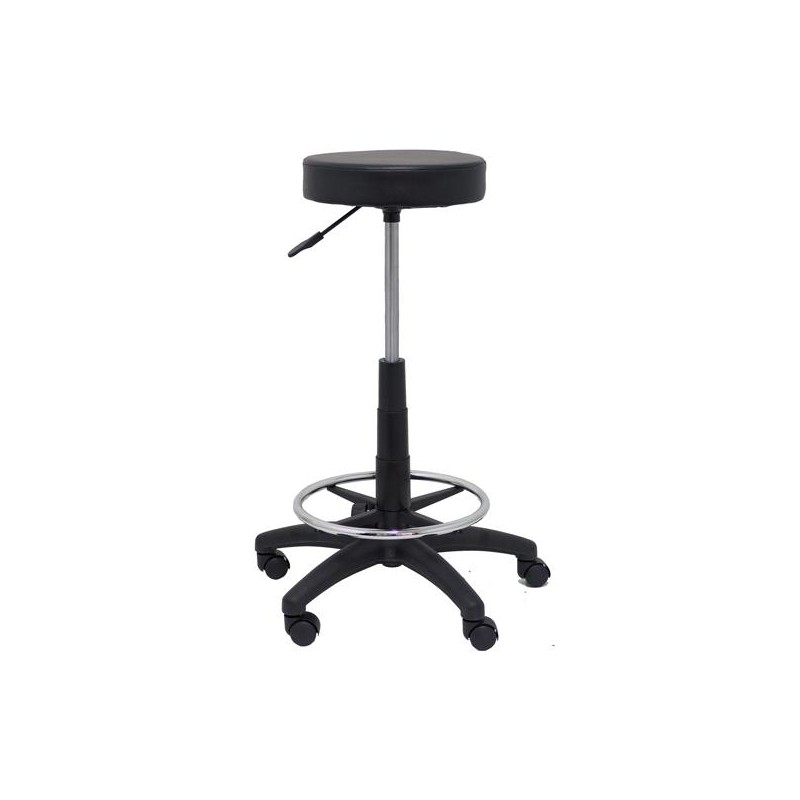 PIQUERAS Y CRESPO TABURETE TOLOSA GIRATORIO REGULABLE CON ARO REPOSAPIÉS TAPIZADO SIMILPIEL NEGRO