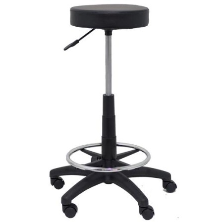 PIQUERAS Y CRESPO TABURETE TOLOSA GIRATORIO REGULABLE CON ARO REPOSAPIÉS TAPIZADO SIMILPIEL NEGRO