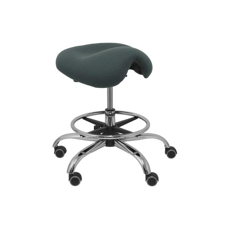 PIQUERAS Y CRESPO TABURETE ALATOZ GIRATORIO ANATÓMICO BASE CROMADA TEJIDO BALI GRIS OSCURO