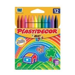 PLASTIDECOR CERAS KIDS COLORES SURTIDOS ESTUCHE 12 UD