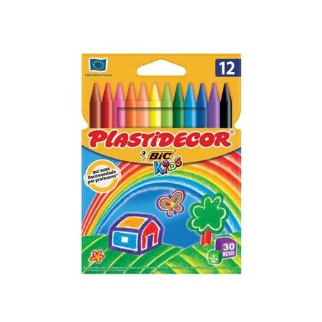 PLASTIDECOR CERAS KIDS COLORES SURTIDOS ESTUCHE 12 UD