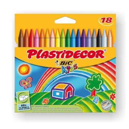 PLASTIDECOR CERAS KIDS COLORES SURTIDOS ESTUCHE 18 UD