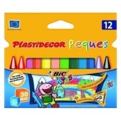 PLASTIDECOR CERAS PEQUES TRIANGULAR COLORES SURTIDOS ESTUCHE 12 UD