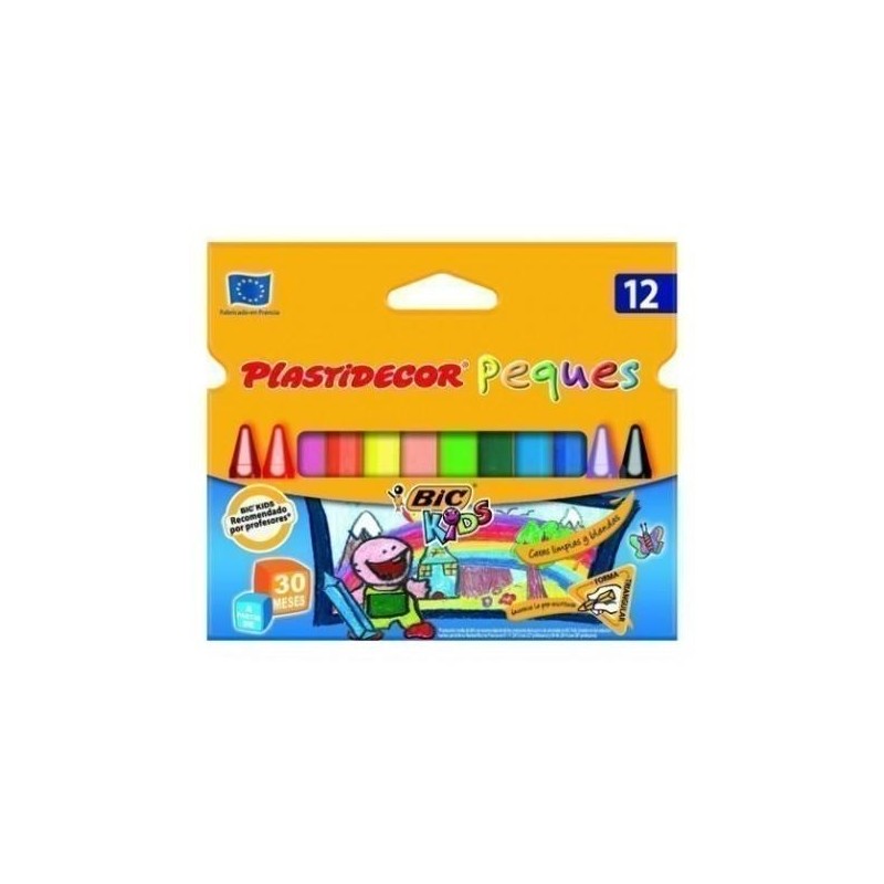 PLASTIDECOR CERAS PEQUES TRIANGULAR COLORES SURTIDOS ESTUCHE 12 UD