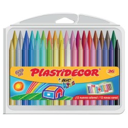 PLASTIDECOR CERAS KIDS COLORES SURTIDOS ESTUCHE 36 UD